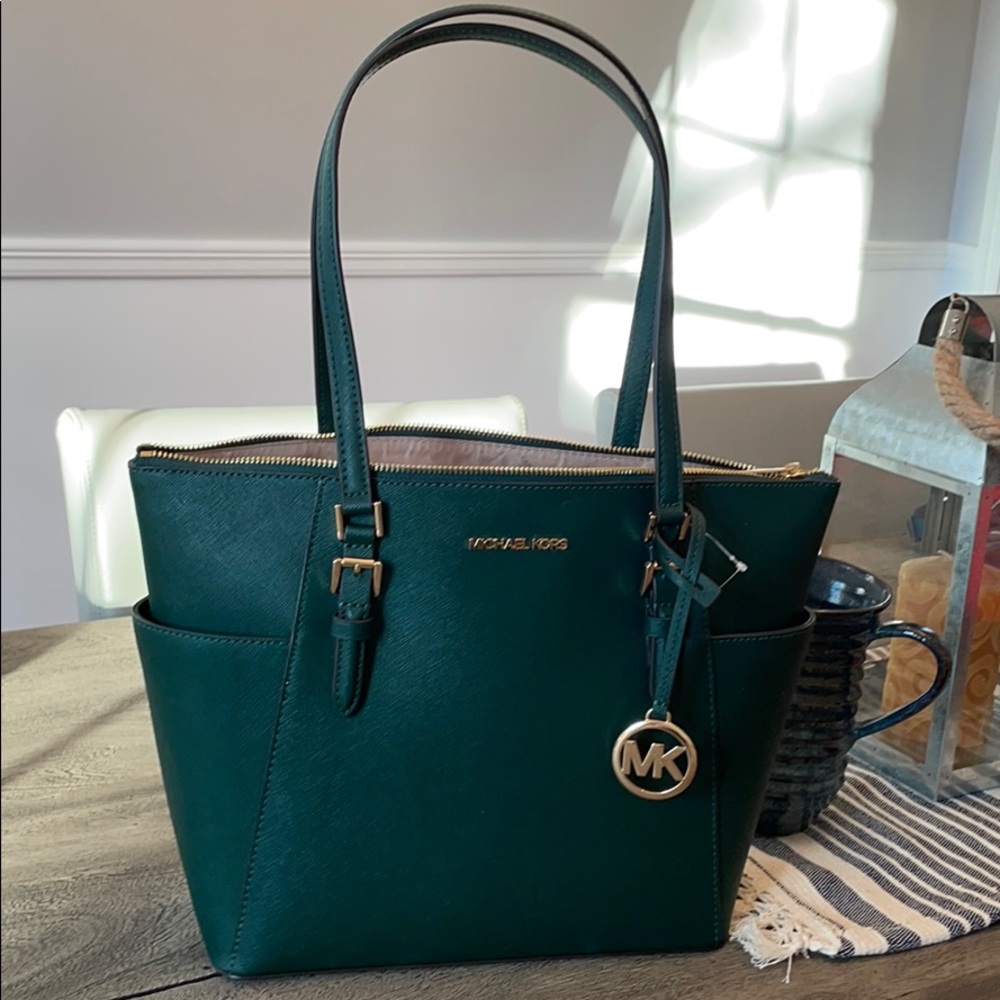 Michael Kors Racing Green Leather Purse/Tote